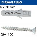 EXPANSION PLUG FIX 6X30MM WITH SCREW 100PSC PER TUB